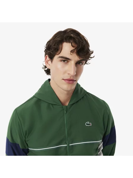 Lacoste Kurtka Z Kapturem Z Blokadą Koloru Regular Fit zielona