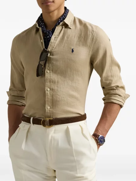 Tricou polo Polo Ralph Lauren cu autograf cu 5 buzunare în carouri gri