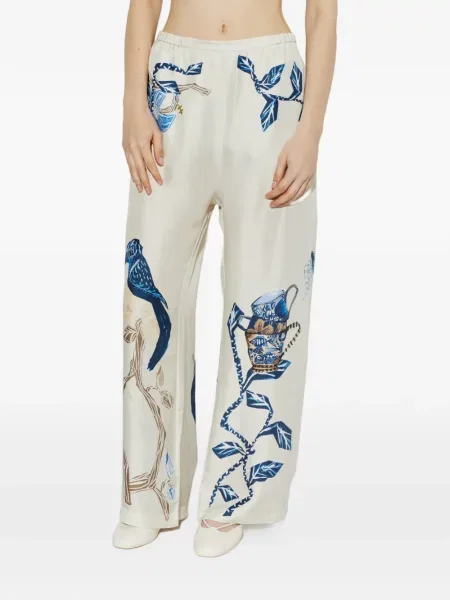 Pantaloni Munthe de mătase cu imagine