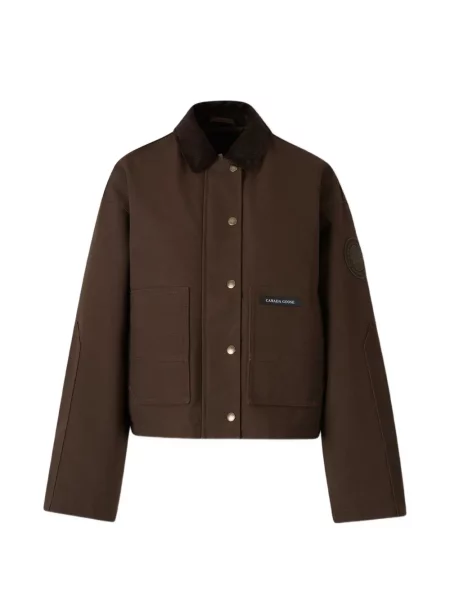 Gulerat geacă Canada Goose de catifea cord cu autograf maro