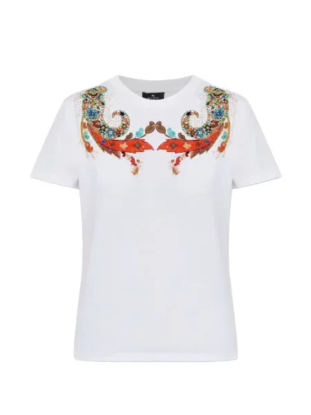 Tricou Etro cu imagine cu model paisley alb