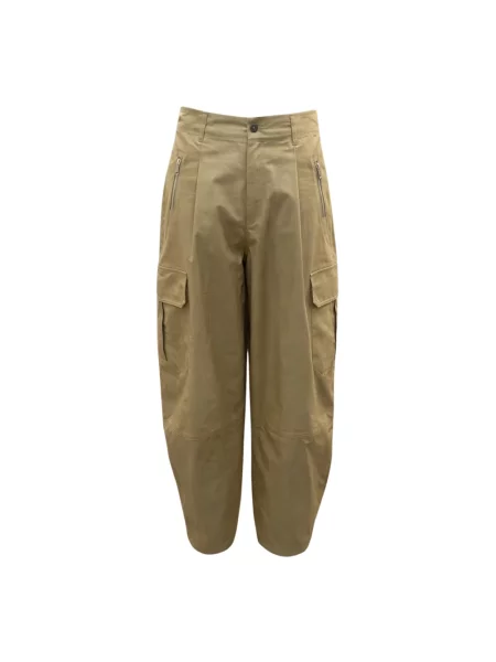 Spodnie Meimeij z naszywanymi kieszeniami beżowe