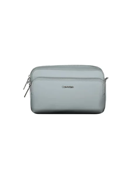 Lniana torebka crossbody Calvin Klein niebieska