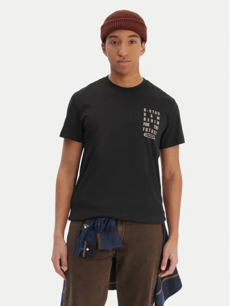 G-Star Raw T-Shirt Text Chest czarny