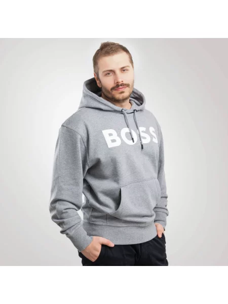 Bluza z kapturem Hugo Boss z kapturem z nadrukiem szara
