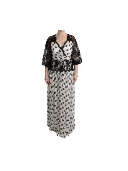 Lniana sukienka maxi Dolce And Gabbana biała