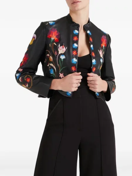 Кожено яке Temperley London на цветя черно