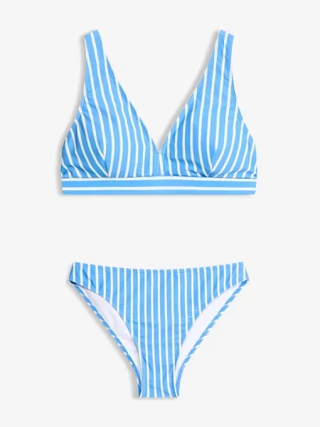 Bikini bustier z dekoltem w serek 2 części niebieskie