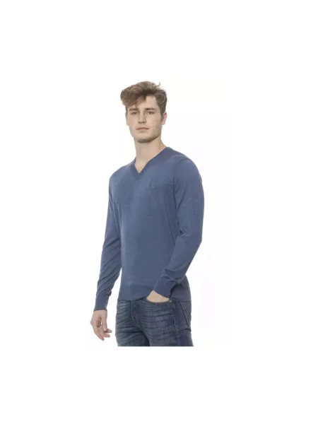 Sweter Billionaire z dekoltem w serek niebieski
