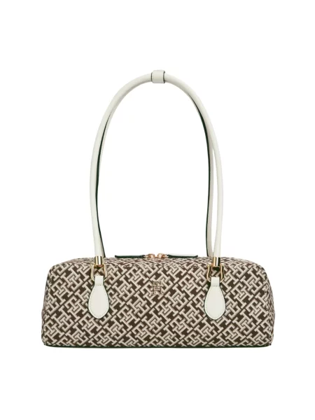 Torebka z uchwytem z wzór z logo model TH GRACE SHOULDER BAG' Tommy Hilfiger beżowa