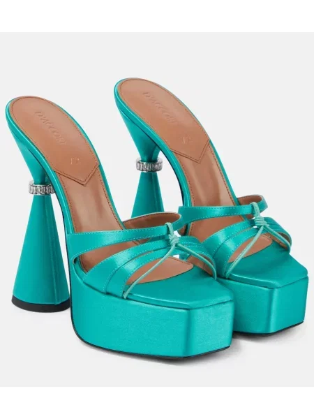 Satenaste mules D'accori s platformo modra