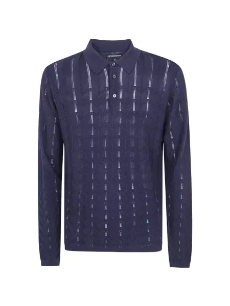 Gulerat tricou polo Emporio Armani tricotate albastru