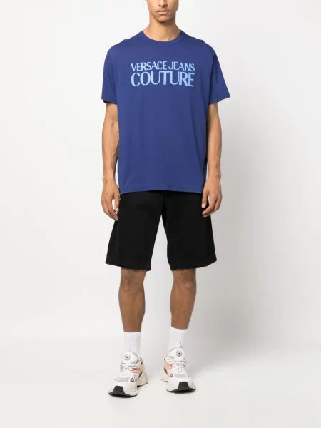 Raštuotas marškinėliai Versace Jeans Couture mėlyna