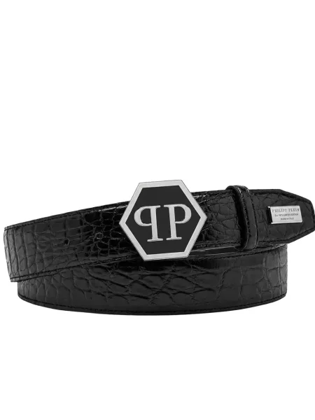 Cu centură curea Philipp Plein din piele negru