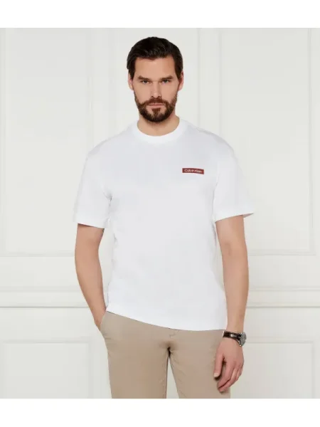 Calvin Klein Póló Overlay Print Regular Fit fehér