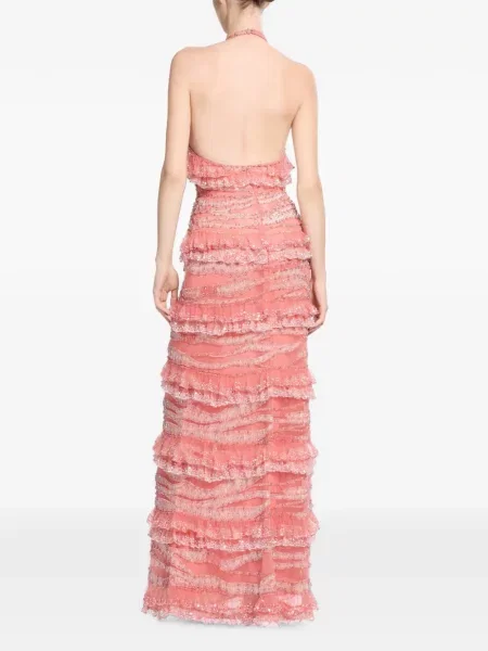 Rochie maxi Elie Saab cu broderie roz