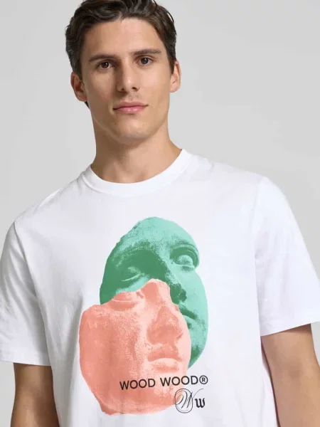 T-shirt z nadrukowanym motywem i logo model ‘Bobby’ Wood Wood biała