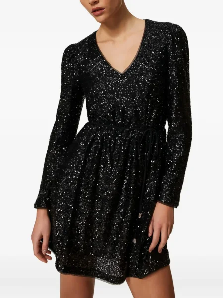 Rochie mini Twinset cu paiete de costum negru