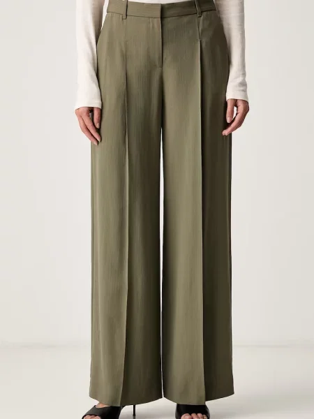 BOSS pantaloni pentru femei cu vâscoză verde