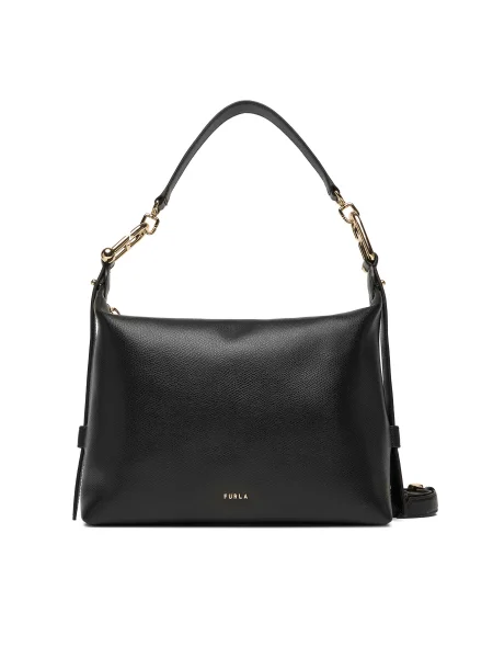 Bőr hobo táska Furla fekete