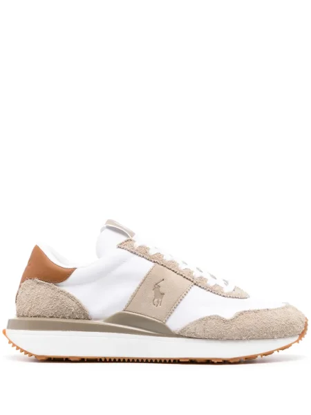 Sneakerși Polo Ralph Lauren cu broderie din piele de căprioară în carouri roșu