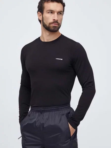 Sportovní tričko s dlouhým rukávem Viking Escalante s potiskem černá