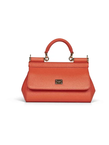 Torebka Dolce And Gabbana skórzana pomarańczowa