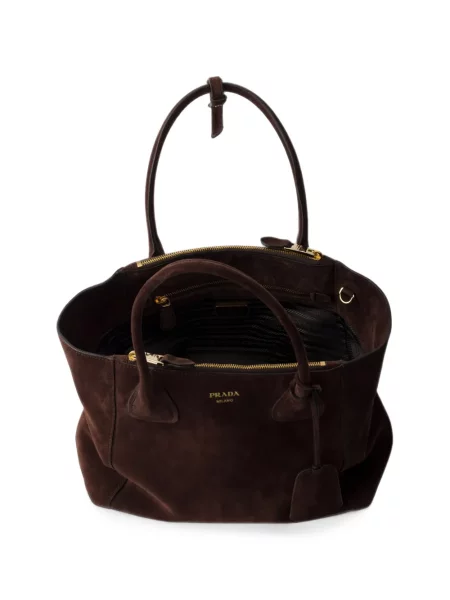 Geantă shopper Prada din piele de căprioară maro