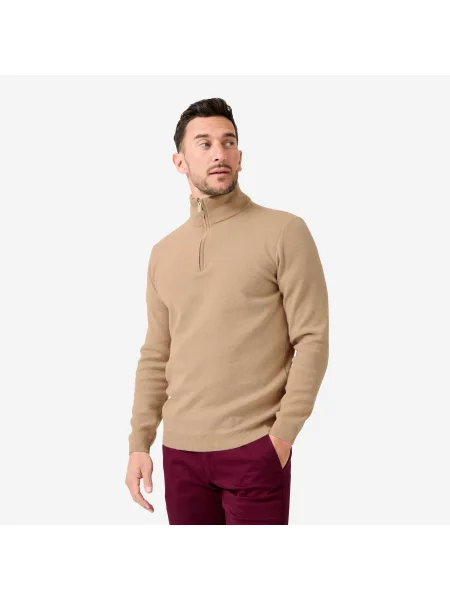 Sweter do golfa damski beżowy