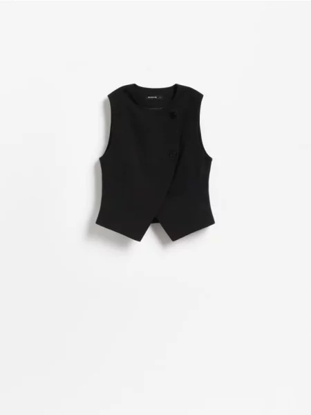 Reserved Vestă cu închidere asimetrică negru