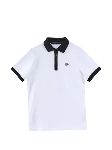 Tricou polo Karl Lagerfeld cu autograf alb
