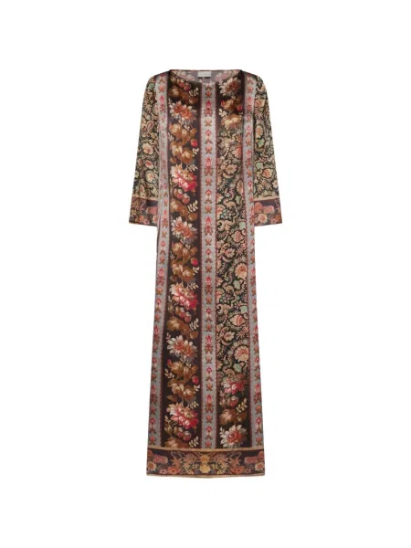 Rochie maxi Pierre-louis Mascia cu model floral cu imagine maro