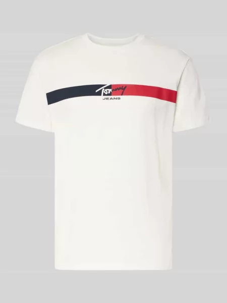 T-shirt o kroju regular fit z czystej bawełny Tommy Hilfiger Jeans biała