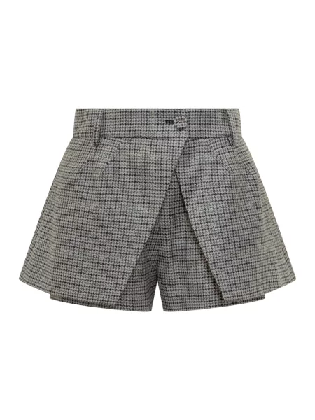 Spódnica-szorty Des Phemmes wełniane w pepitkę szare