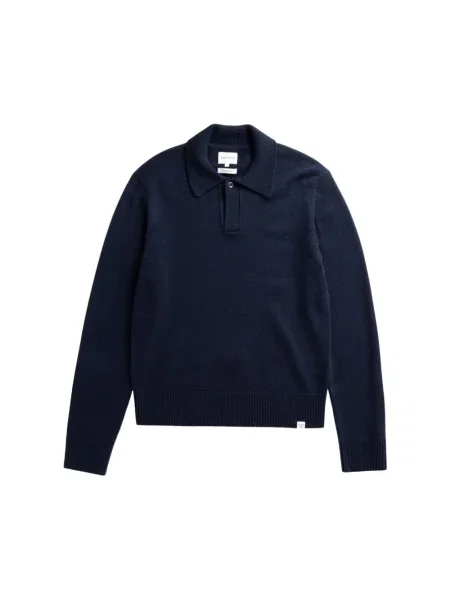 Koszulka polo Norse Projects wełniana niebieska