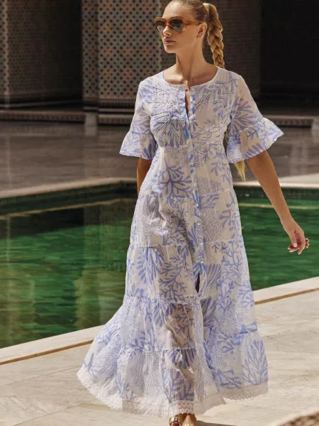 Пляжное платье-рубашка на