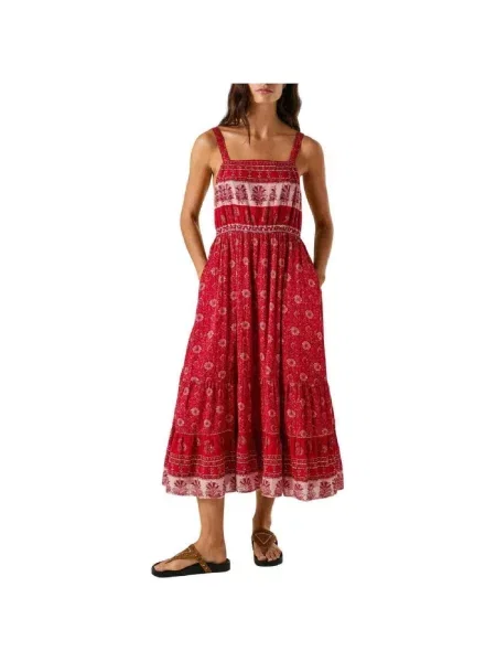 Rochie din denim Pepe Jeans roșu