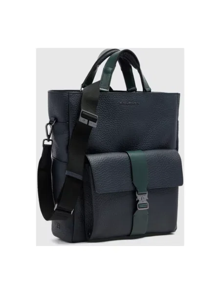 Torba na laptopa Piquadro skórzana niebieska