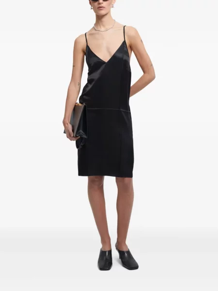 Rochie midi Aeron din satin până la genunchi de costum negru