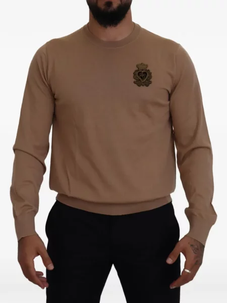 Pulover Dolce & Gabbana cu broderie maro