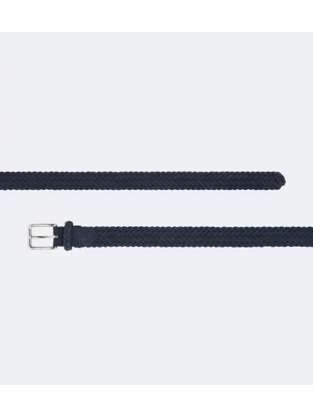 Semišový opasaný opasok Ralph Lauren Purple Label opletené modrá