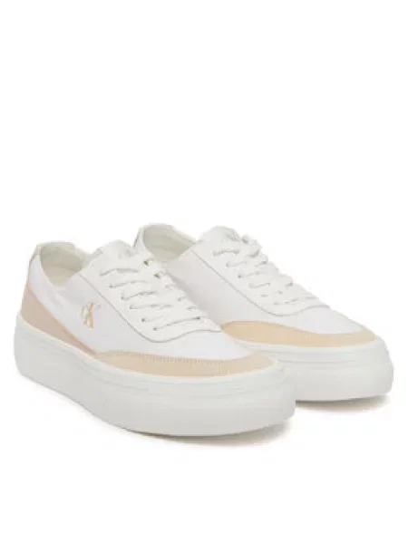 Calvin Klein Jeans Sneakersy Vulc Flatform Low Cv Mix Mg bílá
