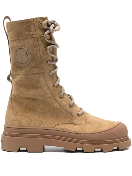 Botine Moncler cu șireturi din piele de căprioară