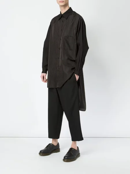 Подрязан chino панталони Yohji Yamamoto черно