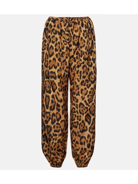 Spodnie Alaïa z nadrukiem w panterkę zwężane brązowe