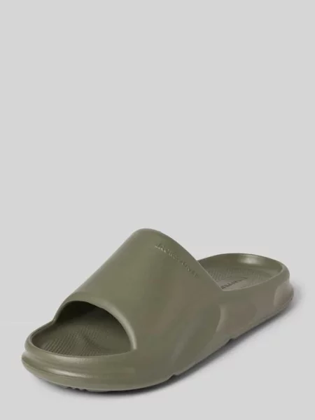 Klapki z detalem z logo Jack&jones khaki