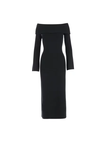 Lniana sukienka midi By Malene Birger do kolan czarna