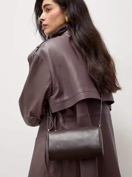Answear.LAB чанта crossbody дамска от кожа кафяво