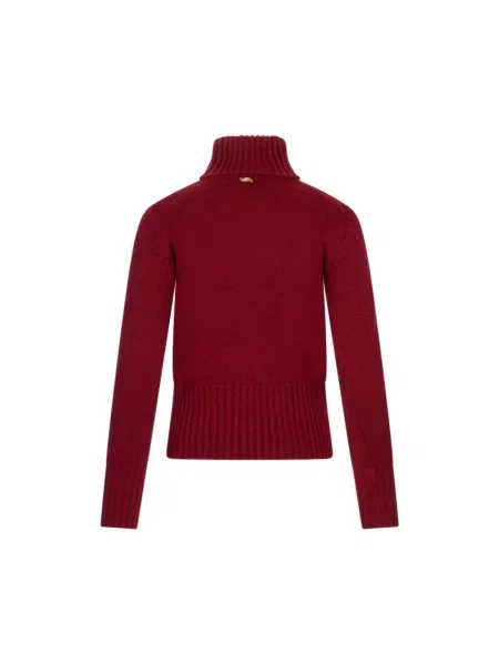Lniany sweter z golfem Fedeli czerwony