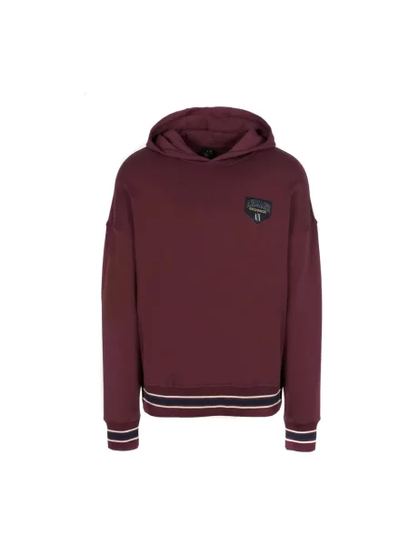 Bluza z kapturem Armani Exchange z kapturem z długim rękawem czerwona